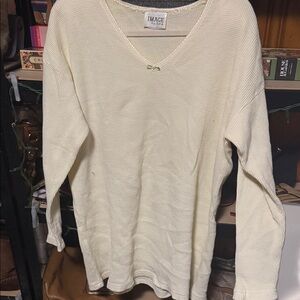 Women's Cream V-Neck Sweater